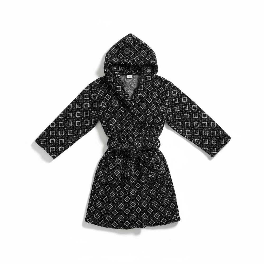 Like New Vera Bradley Black & White Concerto Print Hooded Robe Size L/XL
